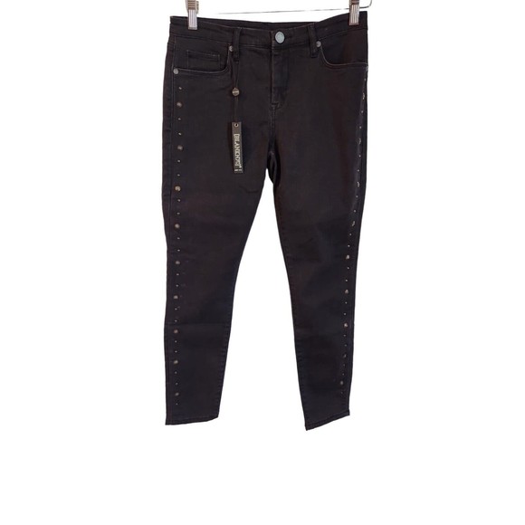 Blank NYC Women's Solid Black‎ Denim Studded Skinny Jeans Size 28 NWT - Picture 1 of 9